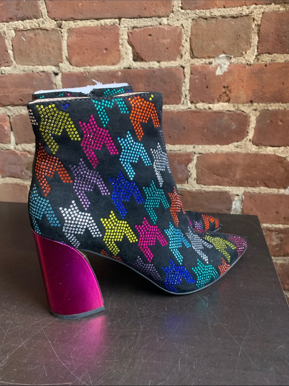 Betsey Johnson Colorful Rhinestone Ankle Boots Women's Fashion Booties Sz 7 NWT